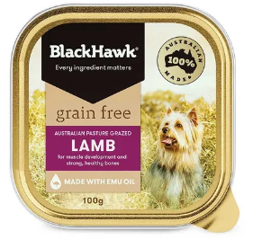 Pack of BLACK HAWK WET GRAIN FREE LAMB 100G X 9