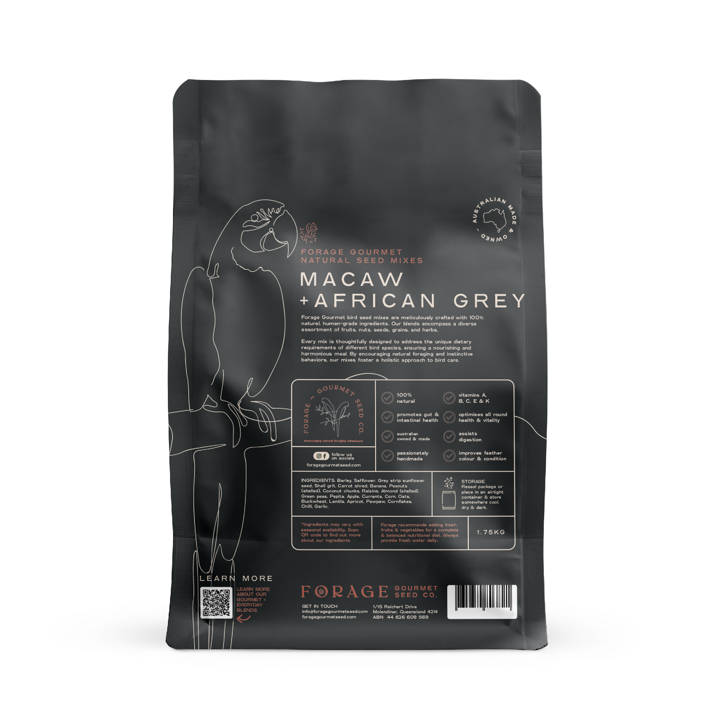 FORAGE MACAW & AFRICAN GREY 1.75KG