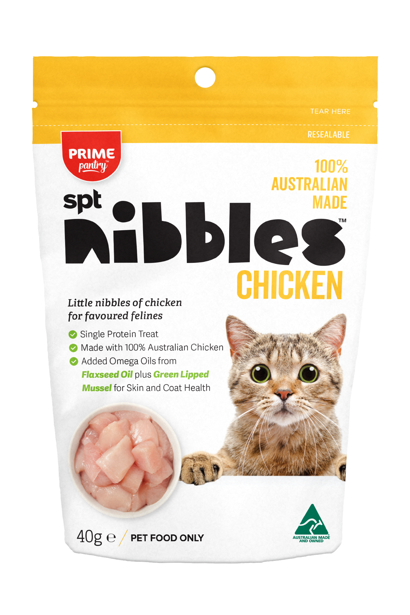 PRIME100 PRIME PANTRY SPT NIBBLES CHICKEN 40G