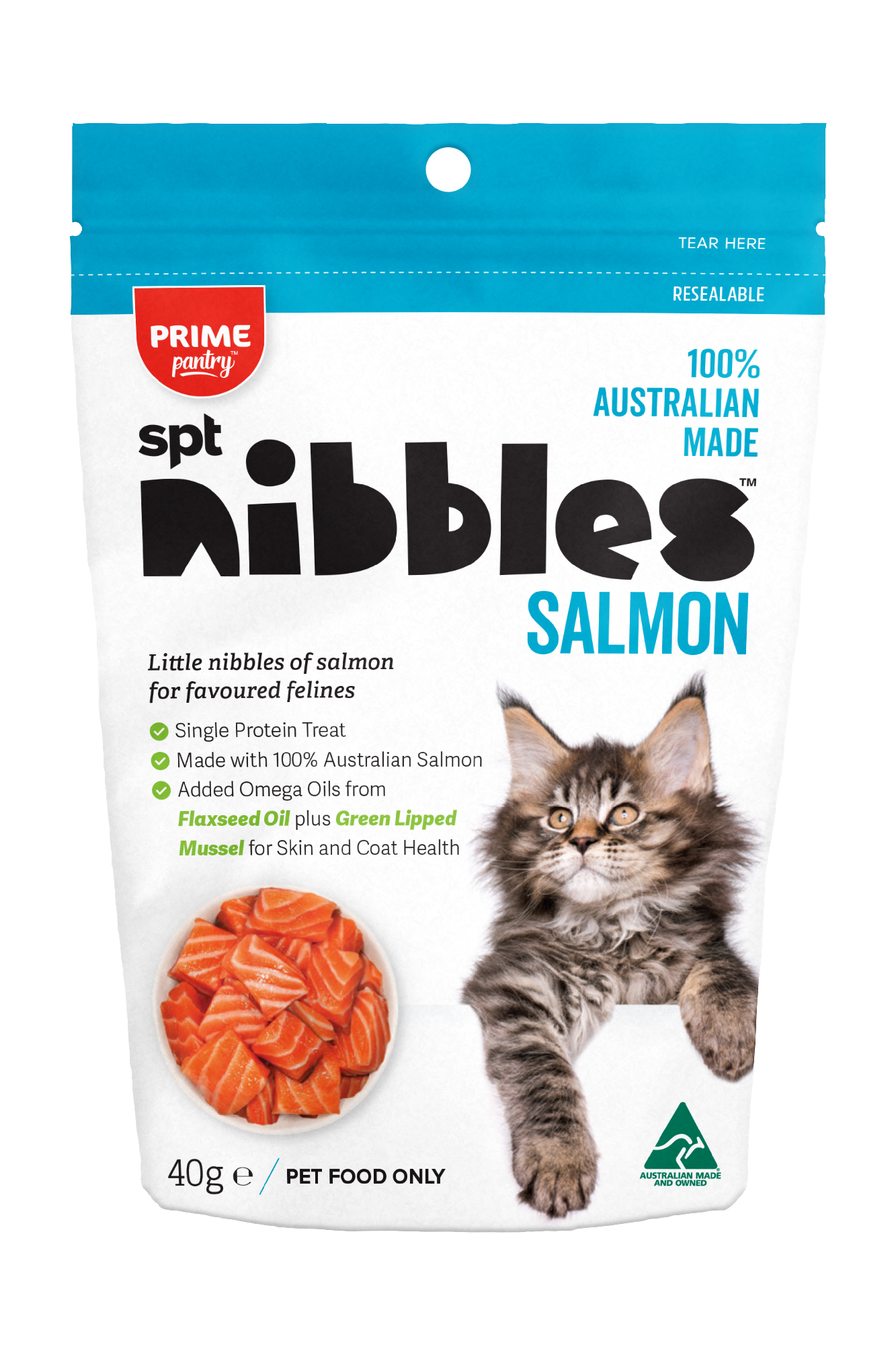 PRIME100 PRIME PANTRY SPT NIBBLES SALMON 40G
