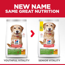 Load image into Gallery viewer, HILL&#39;S SCIENCE DIET ADULT  7+ SENIOR VITALITY SMALL &amp; MINI  SENIOR DRY DOG FOOD 1.58KG