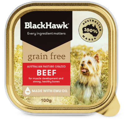 Pack of BLACK HAWK WET GRAIN FREE BEEF 100G X 9