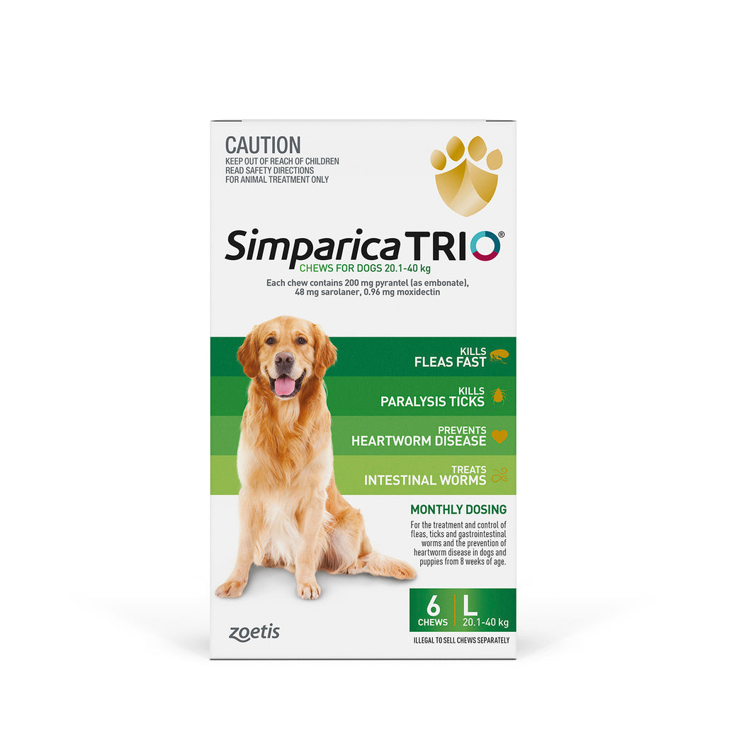 SIMPARICA TRIO GREEN 20.1-40KG 6PK