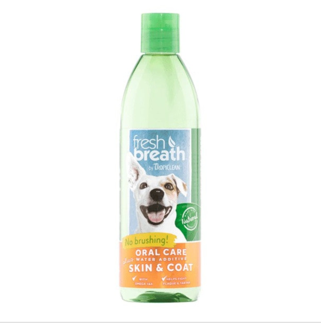 TROPICLEAN FRESH BREATH WATER ADD  SKIN & COAT SUPPORT 473ML