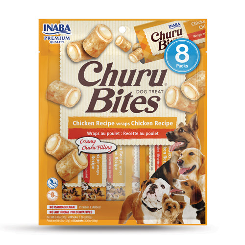 INABA CHURU DOG BITES CHICKEN WRAPS 96G 6PK