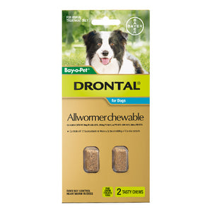 DRONTAL CHEWS 10KG MED 2'S