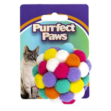 PURRFECT CAT TOY COLOURFUL POMPOM