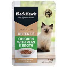 BLACK HAWK FELINE KITTEN CHICKEN, PEA & BROTH 85G