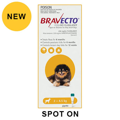 BRAVECTO SPOT-ON 2 - 4.5KG YELLOW