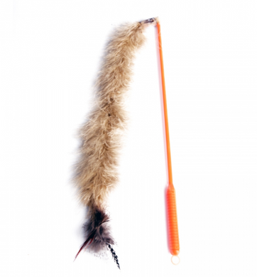 PO CAT TOY WAND TAIL WITH BELL 32CM BROWN
