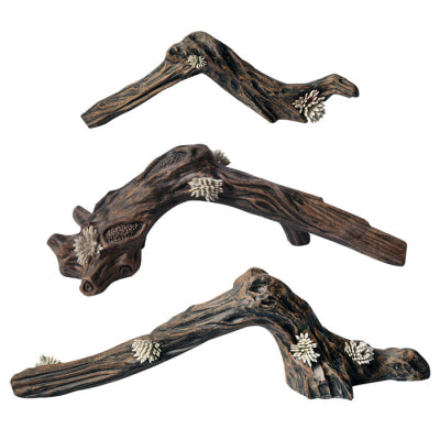 REPTILE JUNGLE CERAMIC BRANCH WITH SEDUM WALNUT GREY 20X5X5.5CM