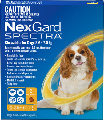 NEXGARD SPECTRA 3.6-7.5KG 3PK YELLOW