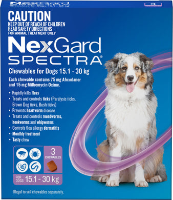 NEXGARD SPECTRA 15.1-30KG 3PK PURPLE