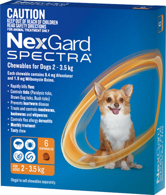 NEXGARD SPECTRA 2-3.5KG 6PK ORANGE