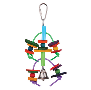 KAZOO BIRD TOY TWO TIER LOG & BELL SMALL