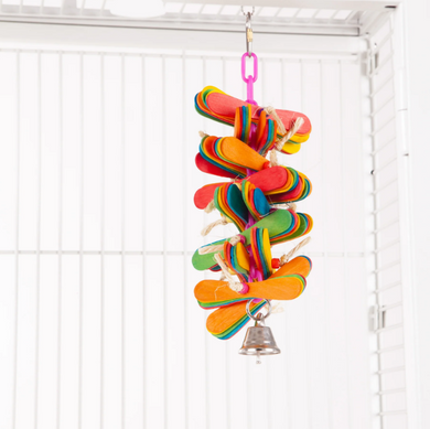 KAZ BIRD TOY POP STICKS & BELL MEDIUM