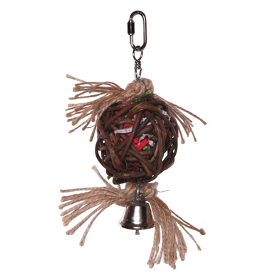 KAZOO BIRD TOY HANGING WICKER BALL W/BELL MEDIUM