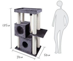 KAZ CAT SCRATCHER KITTY CUBE PLAYGROUND CHARCOAL & CRM