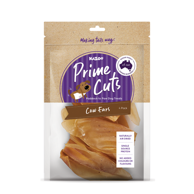 KAZOO PRIME CUTS COW EARS 100G 4PK