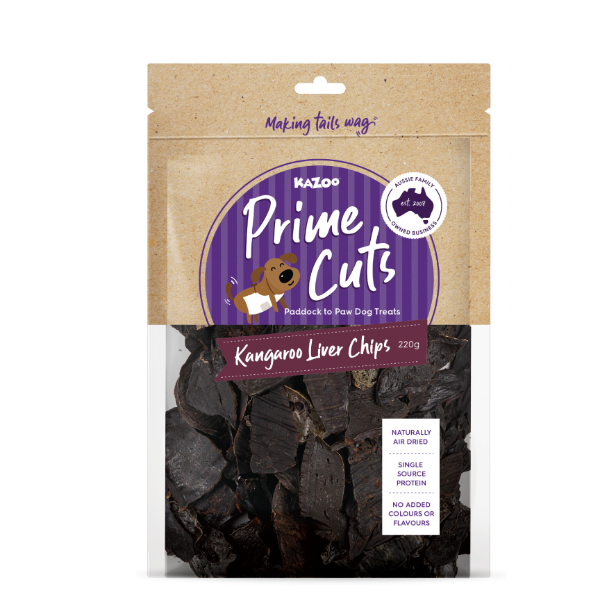 KAZOO PRIME CUTS KANGAROO LIVER CHIPS 220G