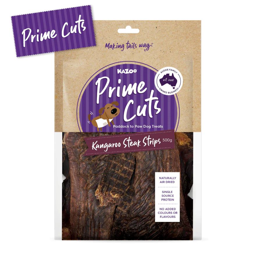 KAZOO PRIME CUTS KANGAROO STEAK STRIPS 500G