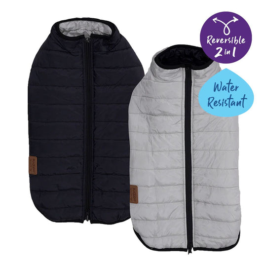 KAZOO COAT PUFFER REVERSIBLE BLACK SILVER 46CM