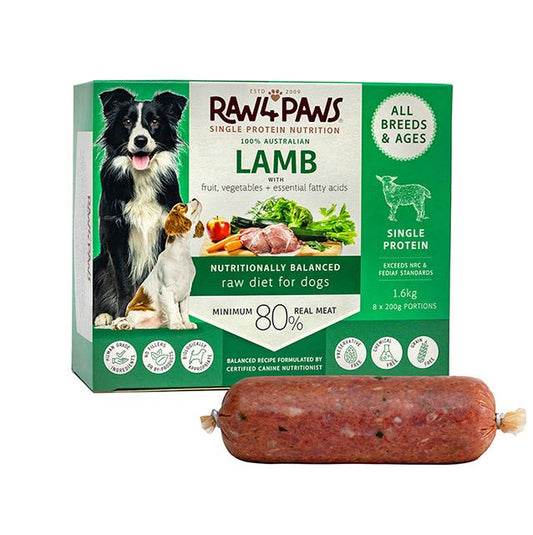 RAW 4 PAWS LAMB 8X200G PORTIONS 1.6KG