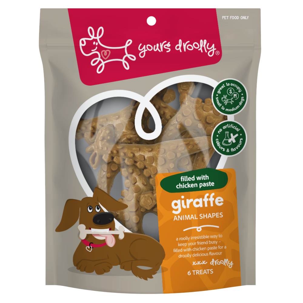 YOURS DROOLY GIRAFFE CHICKEN PASTE AND PEANUT BUTTER 6 TREATS
