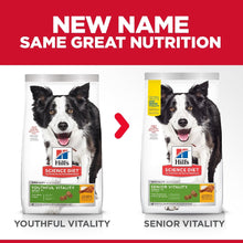 Load image into Gallery viewer, HILL&#39;S SCIENCE DIET ADULT 7+ SENIOR VITALITY DRY DOG FOOD 1.58KG