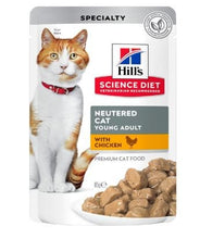 Load image into Gallery viewer, PACK OF HILL&#39;S SCIENCE DIET ADULT NEUTERED CHICKEN 12X85G